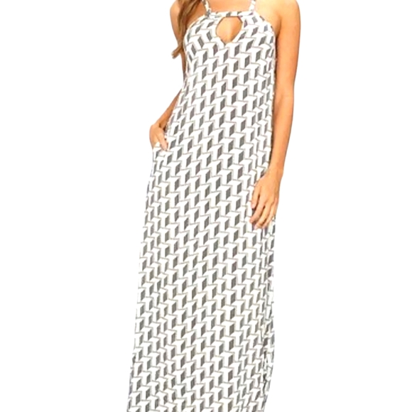 BCBG geometric fabric design light mint green maxi sleeveless dress Size XS - Picture 2 of 5